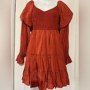 Rust Orange Long Sleeve Dress